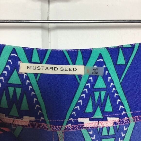 Mustard Seed Tribal Blue Pink Pleated Zip Pant S‎ - Picture 6 of 8
